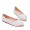 Scarpe casual Ballerine da donna sexy Ballerine da donna in pelle ritagliata in pizzo bianco e perle