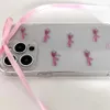 Mobiltelefonfodral koreanska söta rosa båge transparent telefonfodral för iPhone 15 14 13 12 11 Pro xs max x xr 7 8 se mini estetisk stötsäker mjuk fodral h240326