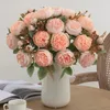 Fleurs décoratives 1pc vase de pivoine de soie artificielle pour la fête de Noël décor accessoire maison mariage arrangement floral bricolage artisanat fournitures