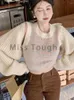 Womens Blouses Shirts Autumn Sweet Elegant Knitted Tops Women Long Sleeve Casual Fashion Sweater Female Hollow Out Korean Designer 202 Otsuc