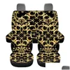 Car Seat Covers Ers Golden Baroque Pattern Accessories Soft Non-Slip Washable Interesting Anti-Dirt Front Back Er Set For Truck Drop D Otpmj