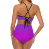 Momento de banho de banho feminino Biquíni de biquíni de biquíni Sexy Bikinis Purple and Pink Set