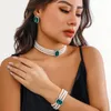 Colar brincos conjunto multicamadas imitação pérola corrente pulseira para mulheres casamento nupcial jóias acessórios