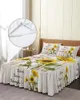 Gonna letto Fattoria Rustica Struttura in legno vintage Girasoli Copriletto con federe Coprimaterasso Set lenzuolo