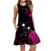 Lässige Kleider Sommerkleid Damen 2024 Blumen T-Shirt Sommerkleid ärmellos Tank Damen Urlaub