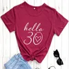Womens T Shirts Hello 30 Arrival Casual Funny Shirt Thirty 30th Birthday Party Tees Gift For Her CBXZ