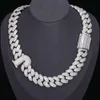 25 mm Bugieette Moissanite Cuban Link łańcuch z literą J Spersonalizowana niestandardowa biżuteria hip -hopowa S925 Srebrna mrożona raper moda