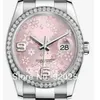 Hoogwaardige roze bloemkristal unisex nieuw arrivel automatisch mechanische pols horloge 36mm cadeau 116244302E