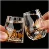 Tumblers 2pc Lüks Kristal Cam Altın Folyo S Gözlükleri Votka Sake Shochu Tequila Kupa Çift Dip Dağıtıcı Ana Bar Hediye Deliği Delive DHFB9