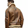 2019 New Mens Shearling Jacket B3 Flight Jacket pele de carneiro Aviador casaco de inverno Fur Bomber jaqueta de couro S3II #