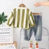 Kleidung Sets 2024 Frühling Baby Outfits Für Kinder Vertikal Gestreiften Pullover Langarm T-shirts Hosen Casual Anzug 18 Monate Junge