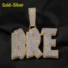 Hip Hop Gold Sier Color A-Z Letters Pendante Collier pour hommes bijoux en zircon complet