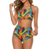 Women's Swimwear Sexy Colorblock Print Bikinis Set Geometry Funny Bikini Swimsuit High Waist Surfing Oversize Bathing Suit