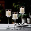 3st/Set Glass Candle Holders Simple Goblet Candles Candleholder Wedding Decor Bar Cup Party Living Room Decoration Hem Tabell 240314