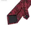 Neckband Neckbanden Hi-Tie Paisley Wine Red 100% Silk Mens slipsar 8,5 cm Band för män Formella affärslyxbröllopslyckor Kvalitet Gravatas Y240325