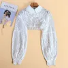 En dentelle à manches longues Fake Coll Coll Shirt blanc collier détachable Fake Femmes Vintage Lace Medames Faux Collier de chemisier Half Shirt 240314