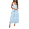 Casual Dresses Women Summer Floral Print Maxi Dress Sleeveless V Neck Tiered Ruffle Cami Beach Party sundress