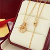 Desinger Pendant Necklace Double Ring Big Cake Full Diamond Necklace Rose Gold Non fading Set with Diamonds Double Ring Buckle Pendant Collar Chain Female Necklaces