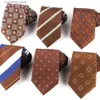 Cravatte Cravatte Cravatte da sposa per uomo Donna Cravatta colore marrone per feste Cravatte jacquard Cravatte modello caffè per adulti per regali dello sposo Y240325