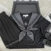 Ensembles de vêtements Uniforme scolaire japonais Fille JK Costume Sexy Bad Girls Tenues Gris Cravate Noir Trois Basic Sailor Femmes Plus Taille Costume