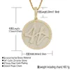 High Quality Hip Hop Custom Round Pendant Large Size Number 44 Iced Out Rotating Pendant Necklace for Men Body Jewelry