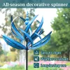 Harlow Moulin à vent en métal - Sculpture cinétique 3D alimentée par le vent - Décoration de pelouse en métal - Solaire - Décoration de cour et de jardin