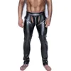 Mens Pants Pu Leather Trousers Gothic PVC Wetlook Party Night Stage Dance Clubwear Manliga LG Trousers Frt Open Sweatpants W9UZ#