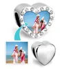Alloy Customized blank heart photo bead Metal birthstone crystal European Charms Fit Chamilia Biagi Bracelet4956420