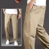 Roupas masculinas outono primavera calças de trabalho ajuste relaxado calças de carga utilitário cott moletom preto cáqui calças militares do exército v780 #
