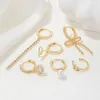 Hoop Earrings SO Asymmetric Heart Long Tassels Zirconia Pearl For Women Fashion Jewelry Cute Accessories