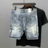 Calças de brim masculinas verão moda masculina bolso saco jeans solto chapéu reto jeans masculino roupas de rua shorts roba mensl2403