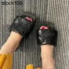 BottegVenetas Slipper 2024 Hdybv Diamond Lattice Woven Face Square Head One-way Sandals for Women to Wear Summer Leather Flat Sandals