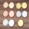 5 PCS Fit 3040mm Oval Cabochon Metal Brass Locket Pendant Can Open Po DIY Necklace Wholesale 240309