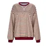 Koszule damskie 2024 Sprins Fall Striped Koszulka z długim rękawem Casual okrągła szyja pullover top moda Y2K dziewczęta streetwearne ubrania żeńskie