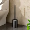 Escovas luz espaço de luxo escova de toalete de alumínio livre perfuração wallmounted nenhum ângulo morto utensílios de limpeza casa acessórios do banheiro