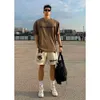 Kina-chic märke High Street Straight Sports Shorts Men Summer New Casual Letter Mönster Drawstring Pants Fashion Trend