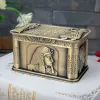 Bins Vintage Egypt Pharaoh Metal Relief Jewelry Box Egyptian Gift Storage Case Home Art Craft Decoration Organizer Casket Chest