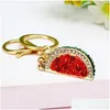 Keychains & Lanyards Fl Rhinestone Alloy Key Rings Women Handbag Crystal Watermelon Pendant Creative Chains Gift Drop Delivery Fashio Dh4Nd