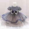 Vestidos da menina da criança do bebê lantejoulas arco vestido branco aniversário para 1 ano princesa crianças dama de honra batismo dres