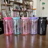 Recyclable Version 2.0 Multicolor mixed cold drink Coffee Mug 16oz colored clear plastic can with pp lids for UV DTF wraps 50pcs/case