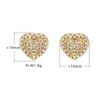 Stud Earrings HUAMI 2024 Solid Heart Earring Gold Silver Color Zircon Simple Sweet For Women Jewelry Gift Girlfriend