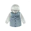Jackets Kid Boy Coat Long Sleeve Hooded Pockets Buttons Patch Color Cardigan Party Casual