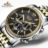 AESOP Luxury Brand Military Watch Men Moon phase Automatic Mechanical Watches Luminous Full Steel Waterproof Clock Men302M