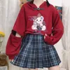 Sudaderas con Capucha para Mujer Mangas de otoño Jersey con Estampado de Oso Desmontable Sudadera con Capucha Dulce Mujer Kawaii Hebilla Cuello con Capucha Adolescente Chica Outwear