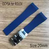 Coysa pulseira de borracha de marca, para rolex sub 20mm, macia, durável, à prova d'água, acessórios de pulseira com aço original 280e