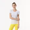 Lu1u T-shirt de yoga pour femme - Haut élastique et respirant - Séchage rapide - Sans couture - Manches courtes - Pour le sport, le vélo, le fitness - Lu Slim