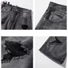 Men's Jeans Baggy Hole Jeans Mens and Womens Vintage Black High Waist Denim Pants Hip Hop Gothic Unisex Spring and Autumn Wide Leg TrousersL2403