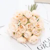 Decorative Flowers Rose Silk Bride Bouquet Artificial Bud Valentine's Day Gift Wedding Home Living Room Decoration Fake Floral Accessories