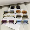 Sunglasses Y2K Designer Rimless Square Women For Men 2024 Vintage Punk Sun Glasses Gold Leopard Eyeglasses UV400