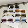 サングラスY2Kデザイナー男性のためのRimless Square Women 2024 Vintage PunkSun Glasses Gold Leopard Eyeglasses UV400